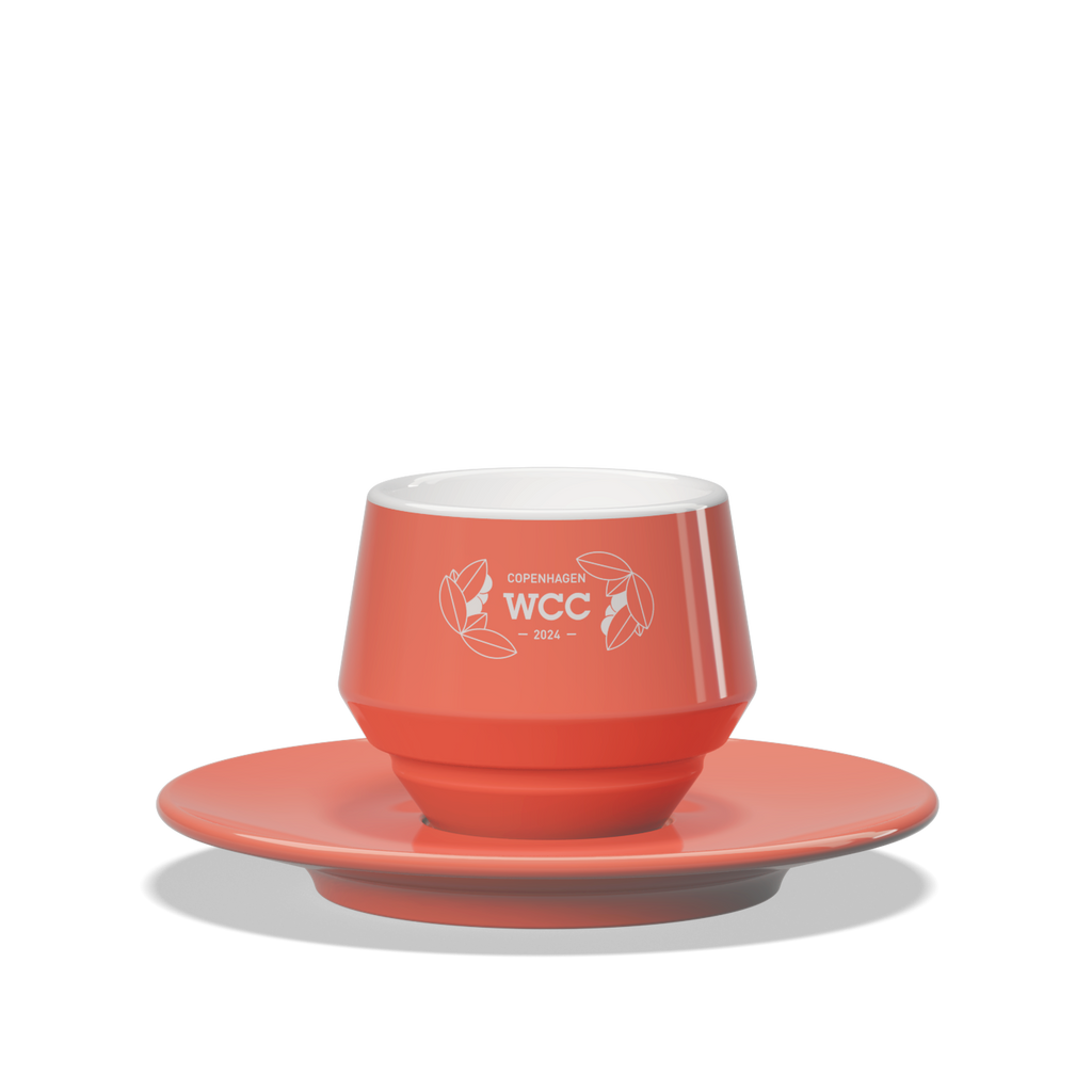 1 x Maniko Double Coffee Cup with Saucer - WLAC Copenhagen 2024 Official Mug