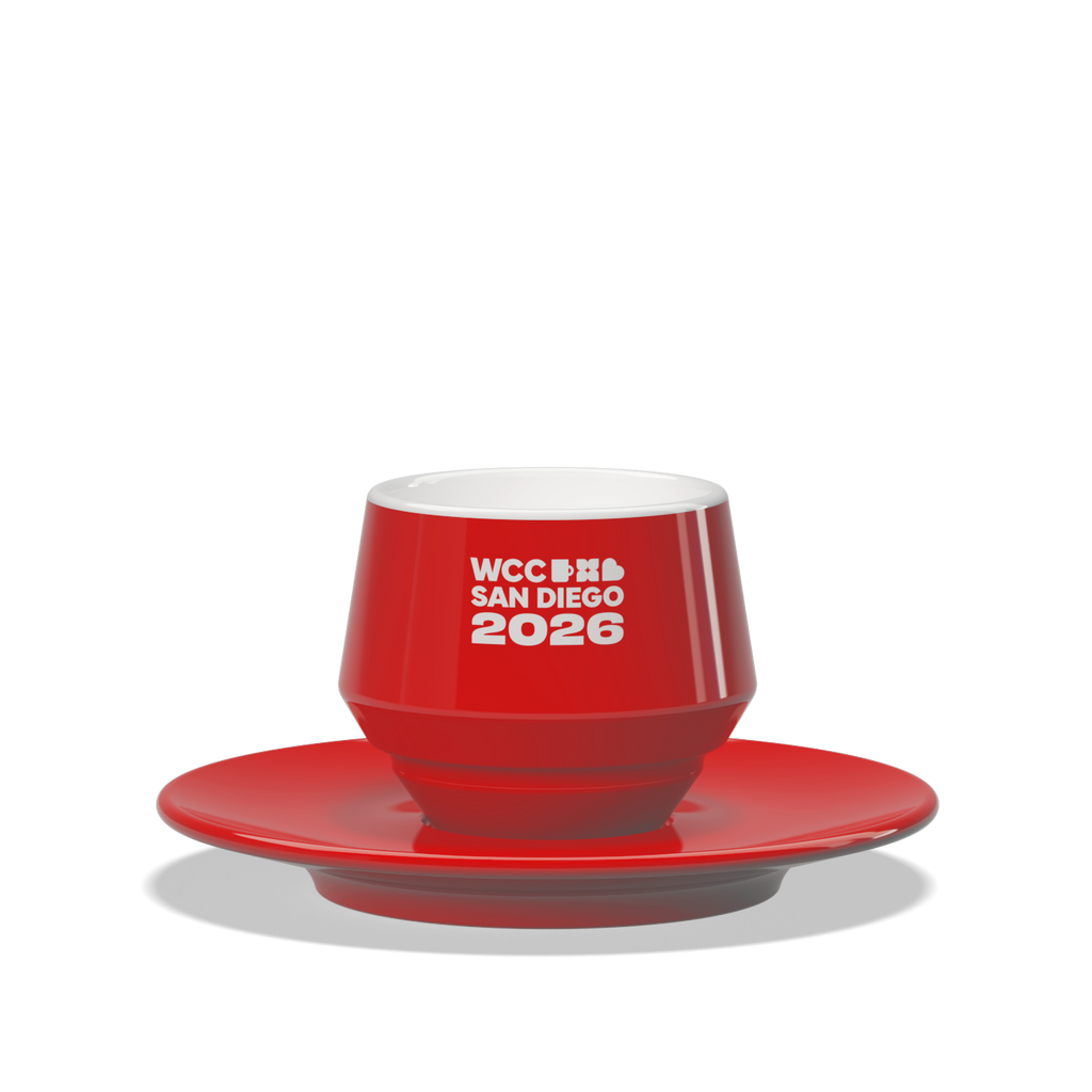 1 x Maniko Double Coffee Cup with Saucer - WLAC San Diego 2026 Official Mug
