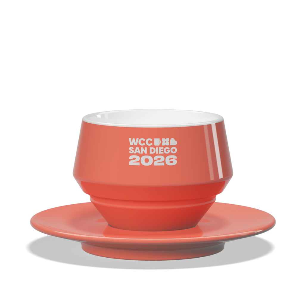 1 x Maniko milk cup with saucer - WLAC San Diego 2026 Official Mug